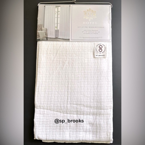 🎁Hotel Window Panels - 2 Pieces - Back Tabs - 100% Matelassé Cotton - 38” x 96” - Picture 1 of 4